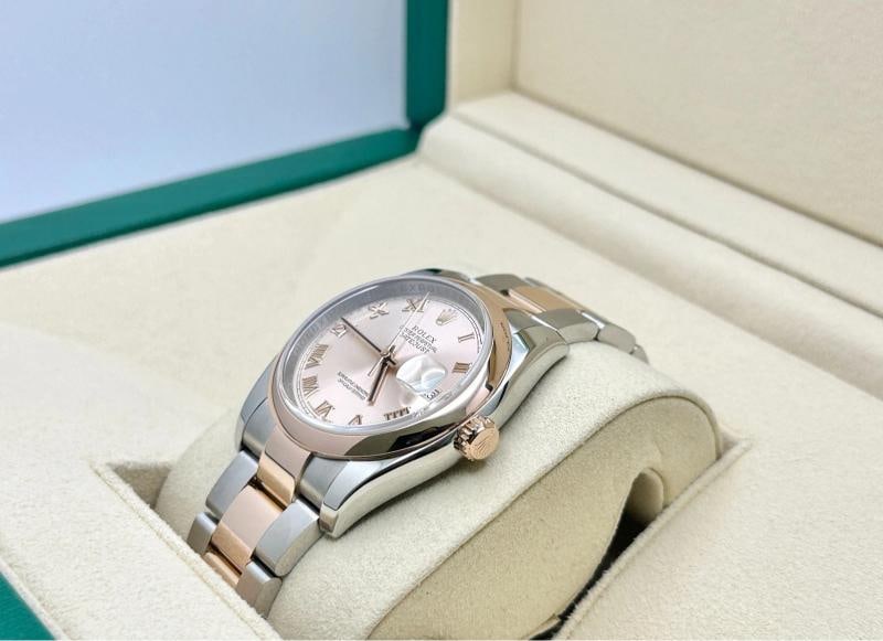 Rolex Datejust 36 116201 36mm Pink Roman Dial 18k Rose Gold Stainless Steel Box - 3