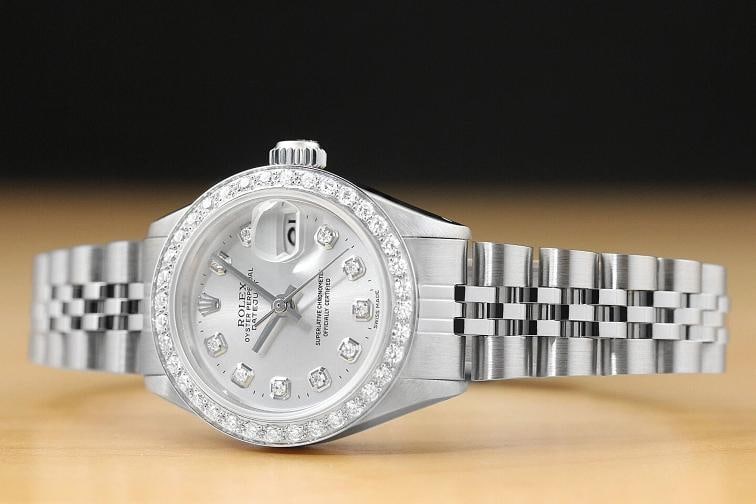 LADIES ROLEX DATEJUST SILVER DIAMOND 18K WHITE GOLD & STAINLESS STEEL WATCH - 2