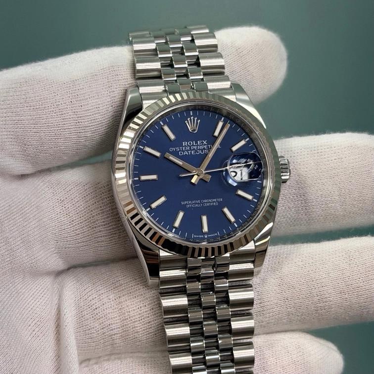 2025 Rolex Datejust 36 126234 36mm Blue Dial 18k Gold Steel Jubilee Box Papers - 3