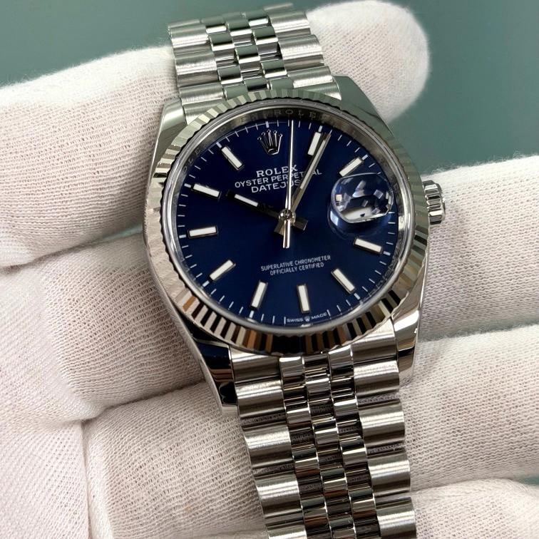 2025 Rolex Datejust 36 126234 36mm Blue Dial 18k Gold Steel Jubilee Box Papers - 5