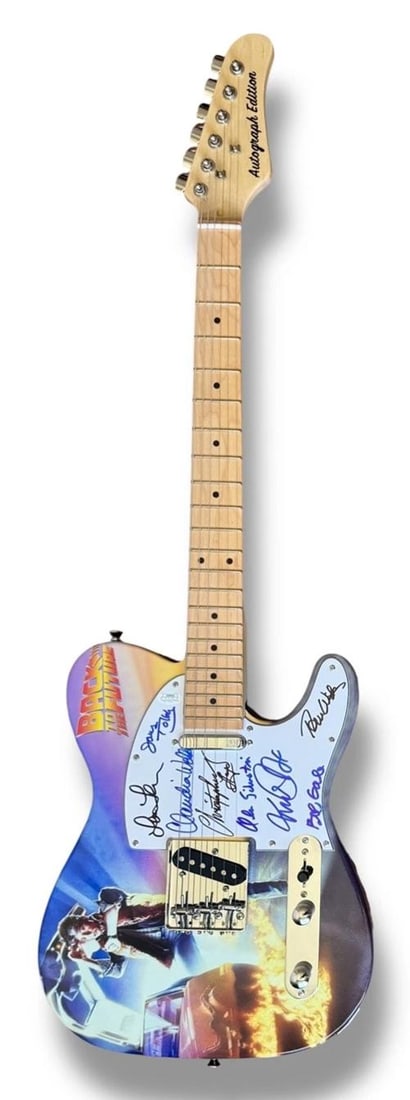 Back to the Future Signed Guitar Custom JSA COA Michael J Fox Lloyd +6 - 3