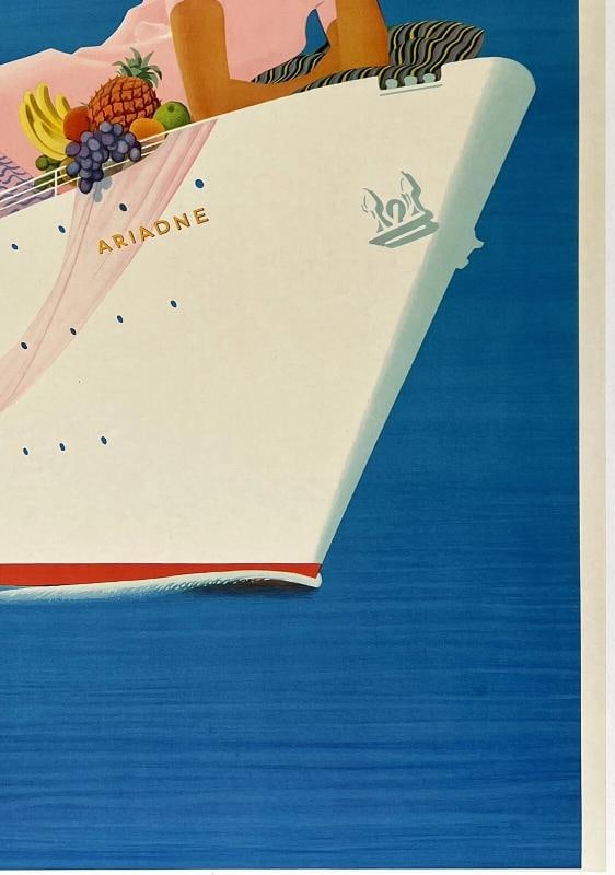 Original Vintage Poster ARIADNE - HAMBURG AMERICA LINE Travel Cruise Ship LINEN - 5