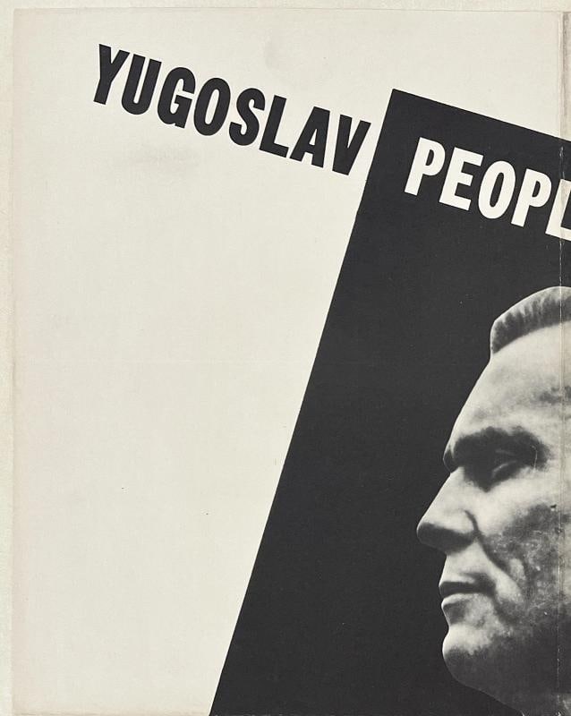 Original Vintage Poster YUGOSLAV PEOPLE LED BY TITO World War II WWII LINEN - 2