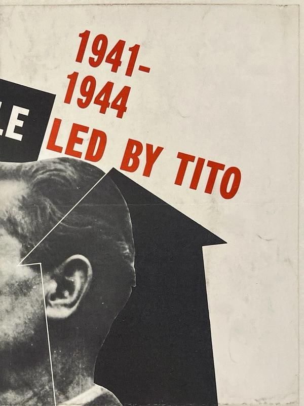 Original Vintage Poster YUGOSLAV PEOPLE LED BY TITO World War II WWII LINEN - 3