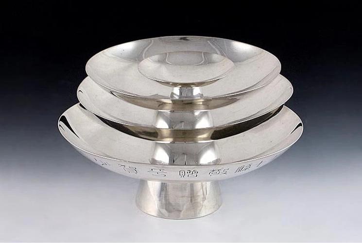 4 Japanese .999 Silver Traditional Sake Cups Or Nesting Bowls - 2