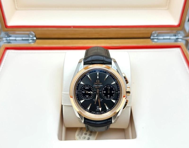Omega Seamaster Aqua Terra GMT 231.23.43.52.06.001 43mm 18k Gold Steel Box Paper - 6