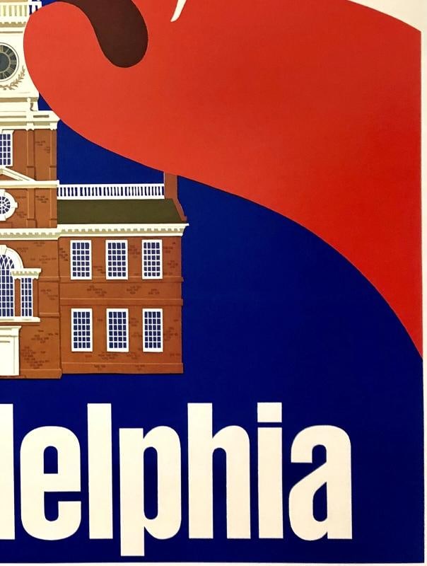 Original Vintage Poster AMERICAN AIRLINES PHILADELPHIA Airline Travel Tourism OL - 5