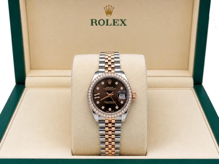 2025 Rolex Lady Datejust 279381RBR Chocolate Star Diamond Dial 18k Gold Steel - 2