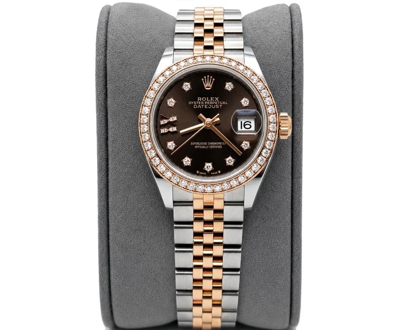2025 Rolex Lady Datejust 279381RBR Chocolate Star Diamond Dial 18k Gold Steel - 3