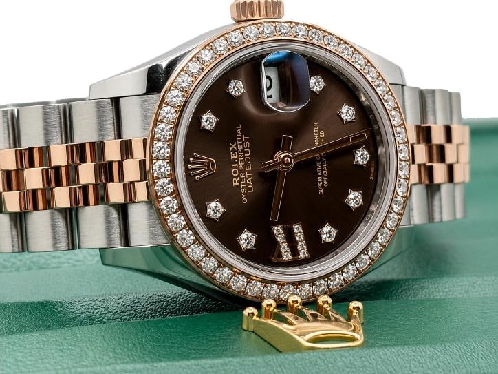2025 Rolex Lady Datejust 279381RBR Chocolate Star Diamond Dial 18k Gold Steel - 4