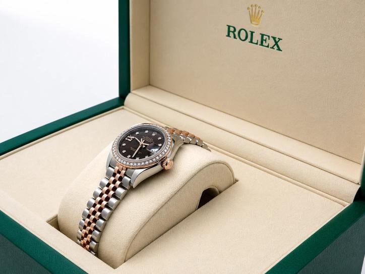 2025 Rolex Lady Datejust 279381RBR Chocolate Star Diamond Dial 18k Gold Steel - 5