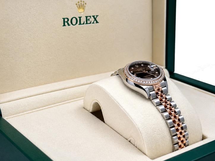 2025 Rolex Lady Datejust 279381RBR Chocolate Star Diamond Dial 18k Gold Steel - 7