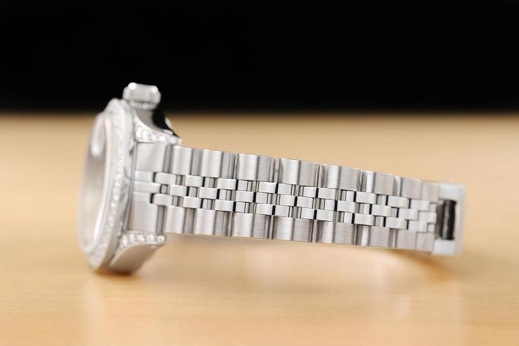 ROLEX LADIES DATE 6924 SILVER DIAMOND 18K WHITE GOLD STAINLESS STEEL WATCH - 5