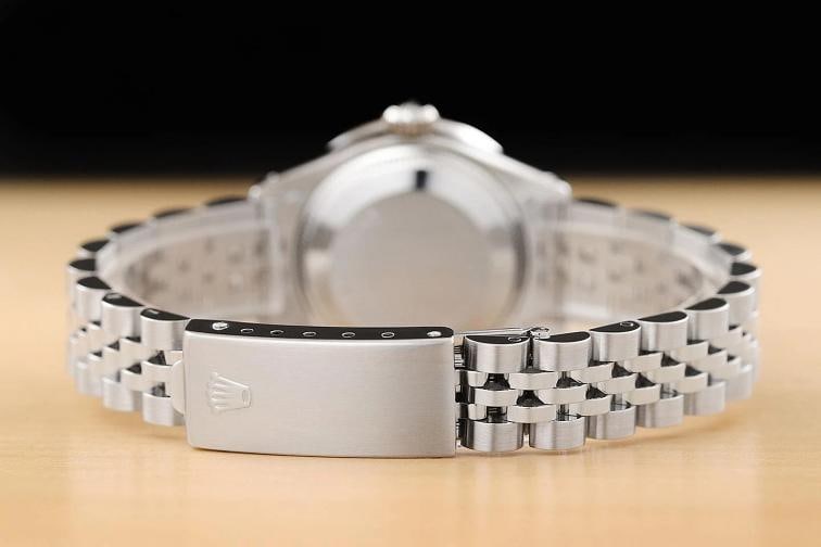 ROLEX LADIES DATE 6924 SILVER DIAMOND 18K WHITE GOLD STAINLESS STEEL WATCH - 6