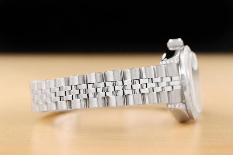 ROLEX LADIES DATE 6924 SILVER DIAMOND 18K WHITE GOLD STAINLESS STEEL WATCH - 8