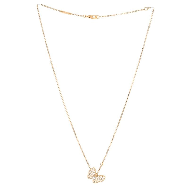Van Cleef & Arpels Two Butterfly Pendant Necklace 18K Yellow Gold with Diamonds - 3