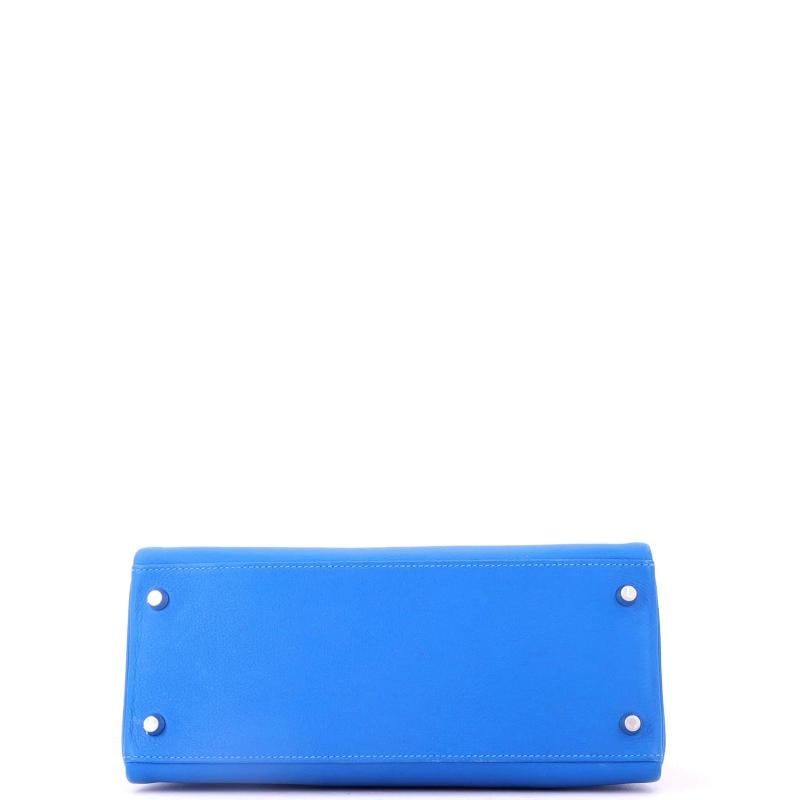 Hermes Kelly Handbag Blue Evercolor with Palladium Hardware 28 - 5