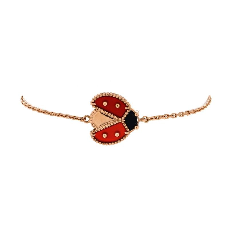 Van Cleef & Arpels Lucky Spring Open Wings Ladybug Bracelet 18K Rose Gold: Condition: Pre-owned - Good,Brand: Van Cleef & Arpels,Main Stone: Onyx,Metal: 18K Rose Gold,Metal Purity: 18K,Style: Bracelet,Type: Bracelet,Color: Rose Gold,Material: 18K Rose Gold, Carnelian, Onyx C
