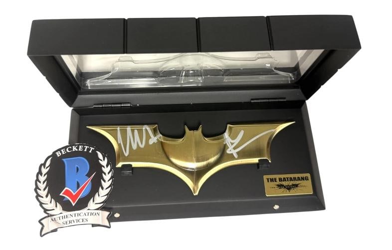 Christian Bale Signed Autograph Noble Collection Batarang The Dark Knight BAS - 3