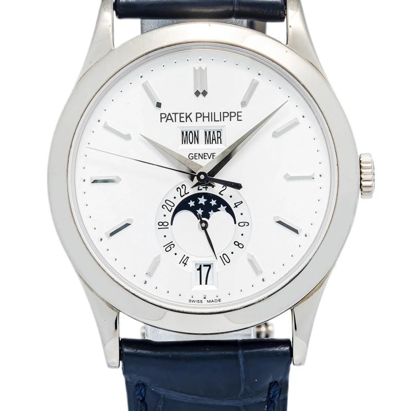 Patek Philippe Annual Cal 5396G-011 2022 Papers Dark Blue Strap White Gold - 2
