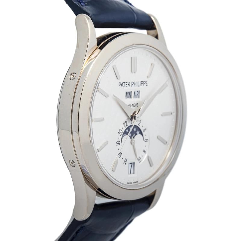 Patek Philippe Annual Cal 5396G-011 2022 Papers Dark Blue Strap White Gold - 4