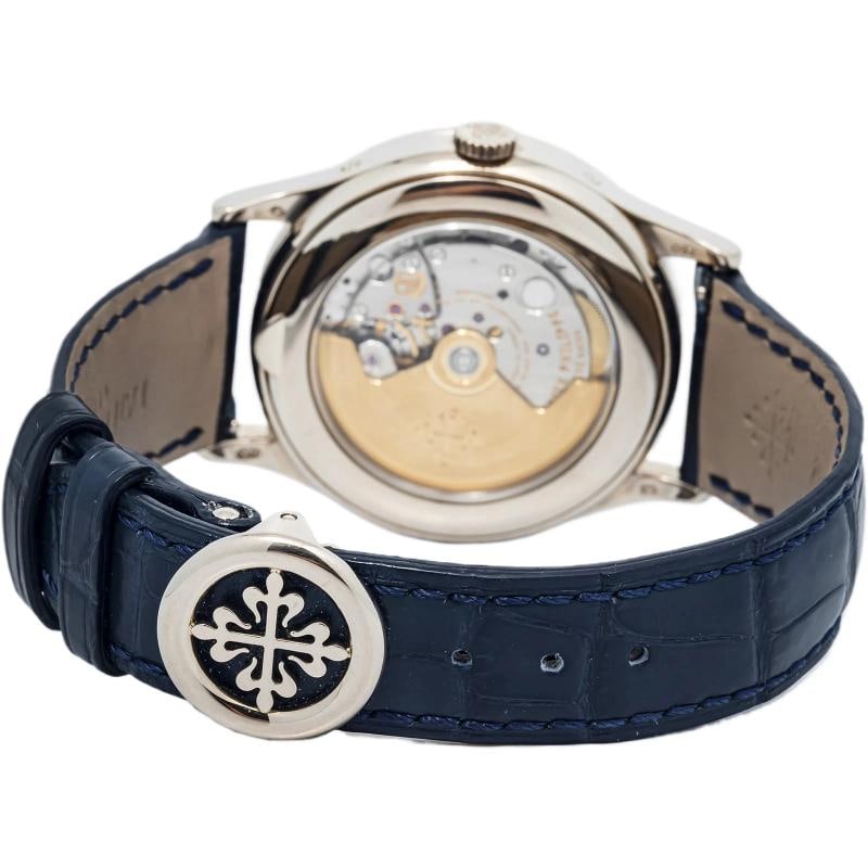Patek Philippe Annual Cal 5396G-011 2022 Papers Dark Blue Strap White Gold - 5
