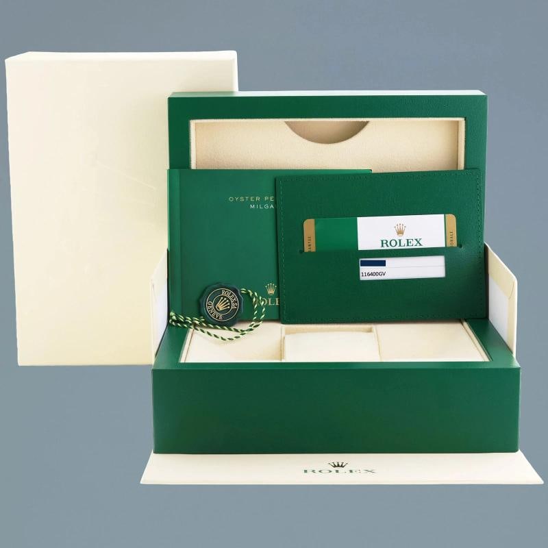 MINT PAPERS Rolex 116400GV Milgauss Blue Dial Anniversary Green Steel Watch Box - 7