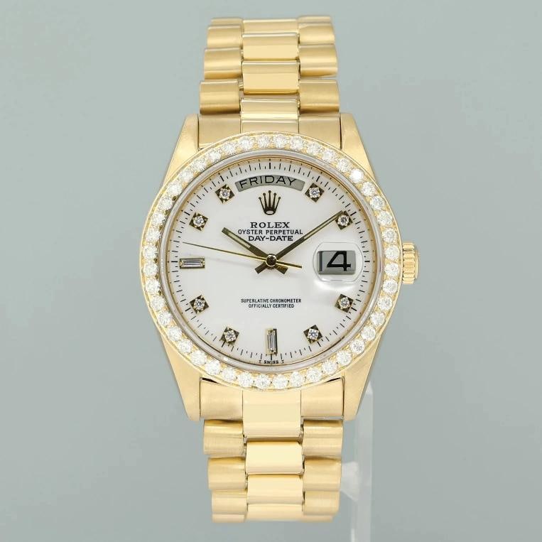 Rolex President Day-Date White Diamond 18038 Quickset Yellow Gold Watch Box - 2