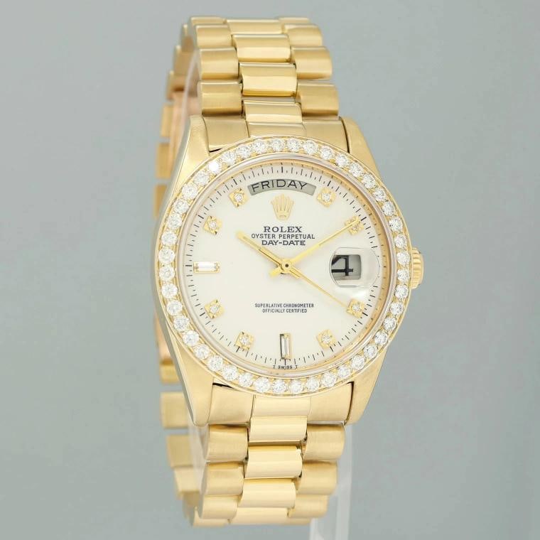 Rolex President Day-Date White Diamond 18038 Quickset Yellow Gold Watch Box - 3