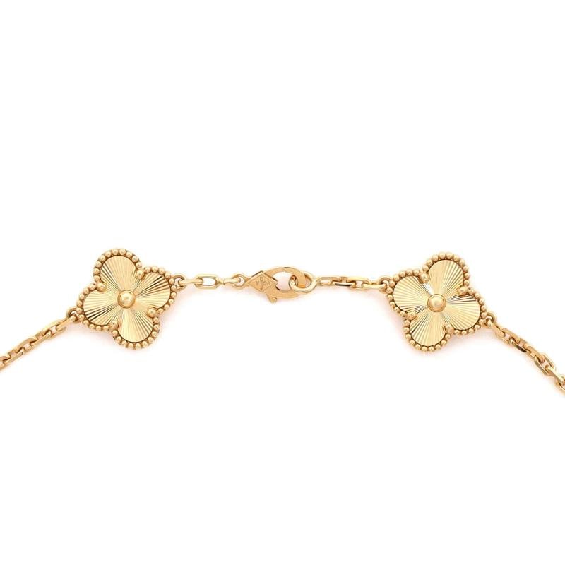 Van Cleef & Arpels Vintage Alhambra 10 Motifs Necklace Guilloche 18K Yellow Gold - 4