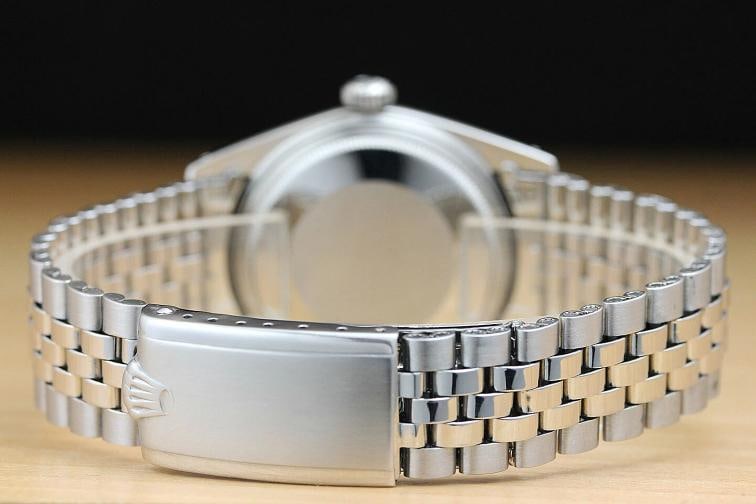ROLEX MENS DATEJUST 1601 18K WHITE GOLD STAINLESS STEEL SILVER DIAMOND WATCH - 6