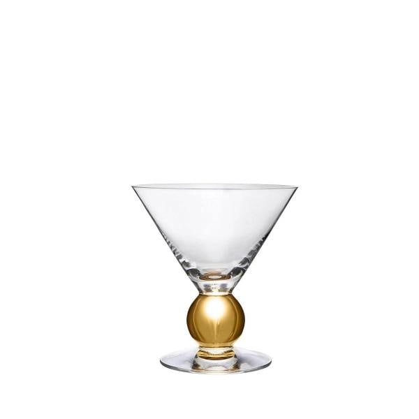 NEW ORREFORS CRYSTAL NOBEL MARTINI GLASSES PAIR #6267915 BRAND NIB GOLD - 2