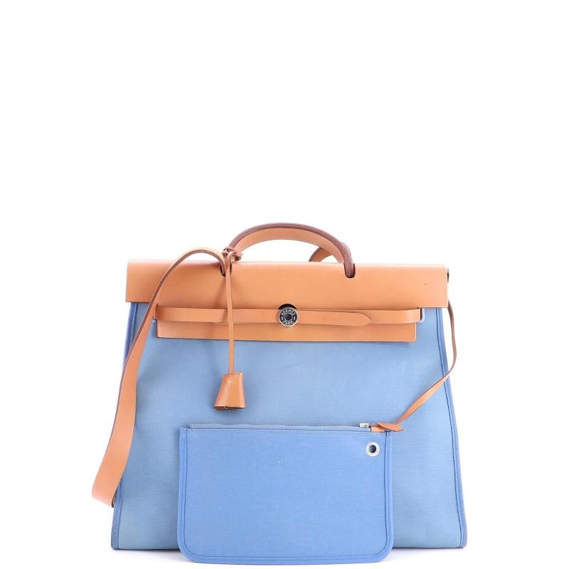 Hermes Herbag Zip Leather and Toile 39 - 2