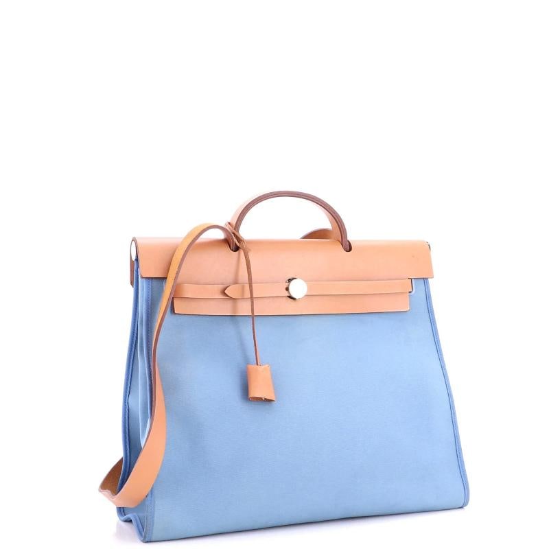 Hermes Herbag Zip Leather and Toile 39 - 3