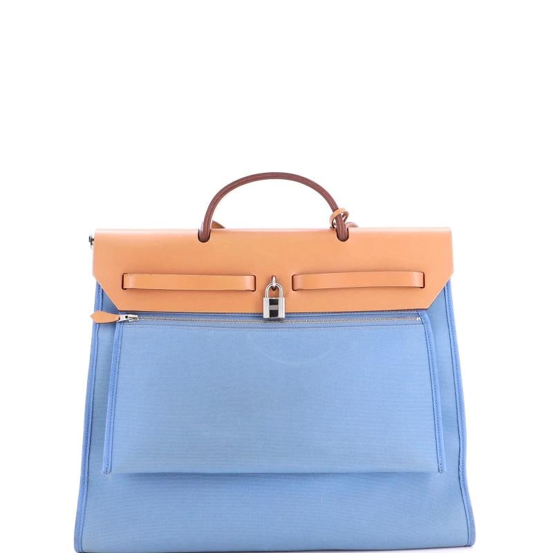 Hermes Herbag Zip Leather and Toile 39 - 5