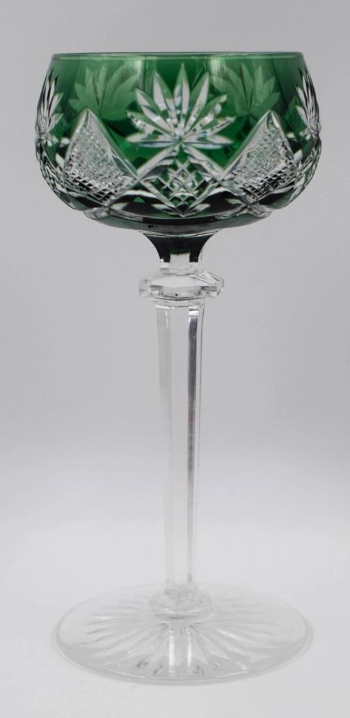 12 Val Saint Lambert Forest Green Berncastel Hock Wine Glasses, Circa 1950 - 3