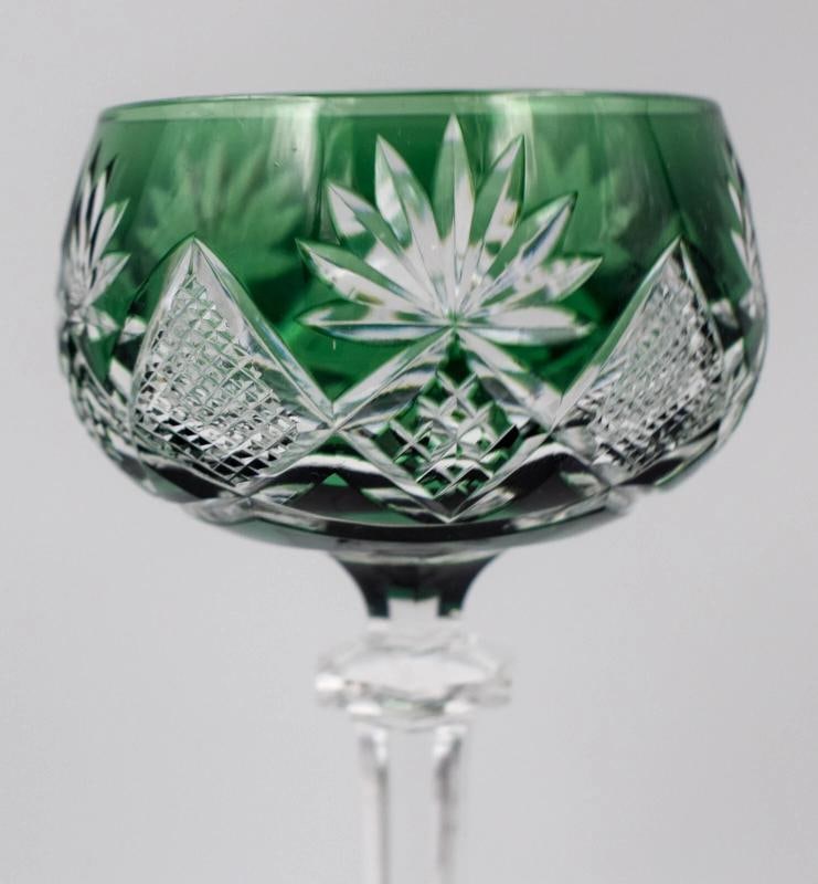 12 Val Saint Lambert Forest Green Berncastel Hock Wine Glasses, Circa 1950 - 4
