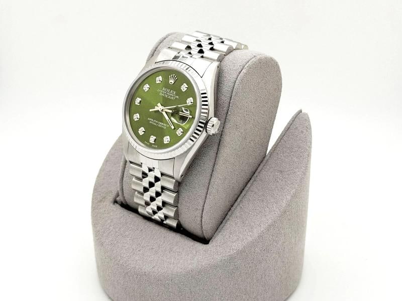 Rolex Datejust 16014 36mm Green Diamond Dial 18k Gold Bezel Stainless Steel - 6