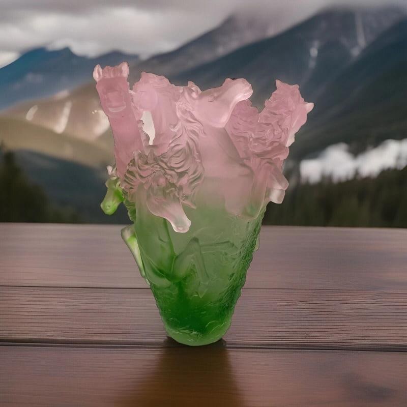 Xl Nancy Daum Style Pate De Verre Crystal Horse Vase Pink Green Ombere H10Ã¢â‚&: Condition: Used: An item that has been used previously. The item may have some signs of cosmetic wear, but is ... Read moreabout the conditionUsed: An item that has been used previously. The item may 