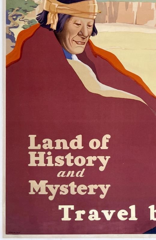 Original Vintage Poster NEW MEXICO & ARIZONA ROCKIES Railroad Train Travel OL - 4
