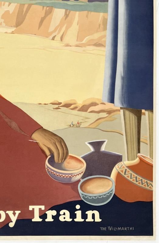 Original Vintage Poster NEW MEXICO & ARIZONA ROCKIES Railroad Train Travel OL - 5