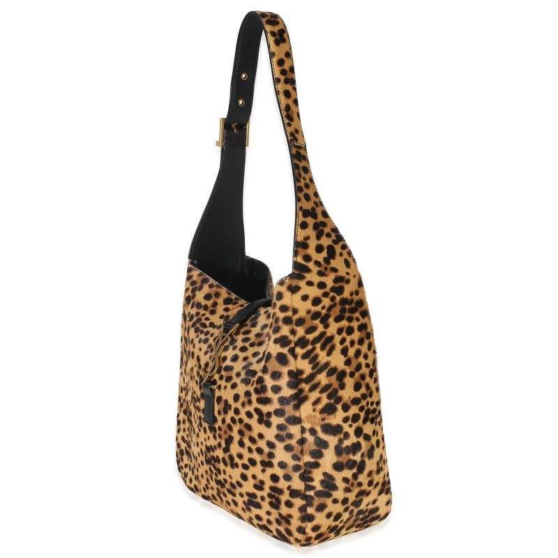 Saint Laurent Brown Pony Hair Nappa Leopard Print Small Le 5 A 7 Soft Hobo - 2