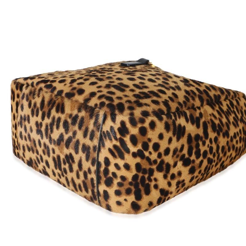 Saint Laurent Brown Pony Hair Nappa Leopard Print Small Le 5 A 7 Soft Hobo - 6
