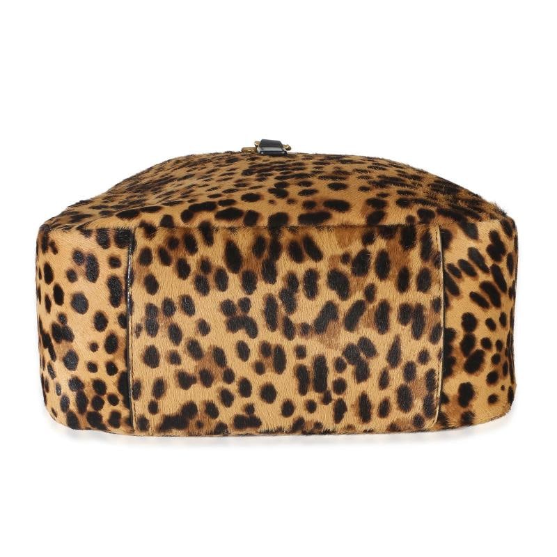 Saint Laurent Brown Pony Hair Nappa Leopard Print Small Le 5 A 7 Soft Hobo - 8