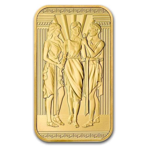 1 oz 99.99 Fine Gold, UK Royal Mint, Rare Limited Edition "Three Graces" bar - 3