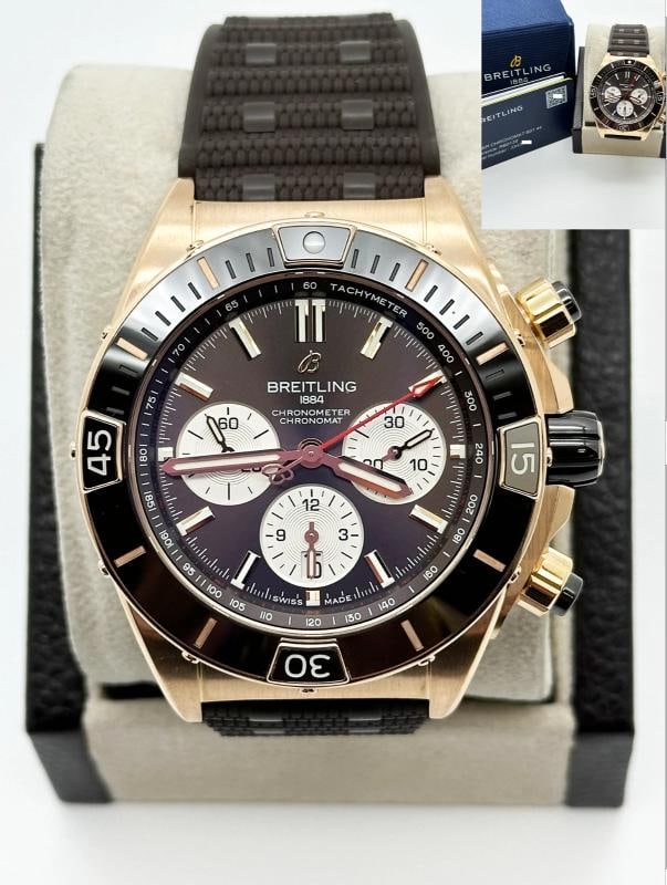 Breitling Super Chronomat B01 44 RB0136 Brown Dial 18K Rose Gold Box Paper 2022 (1 of 10)