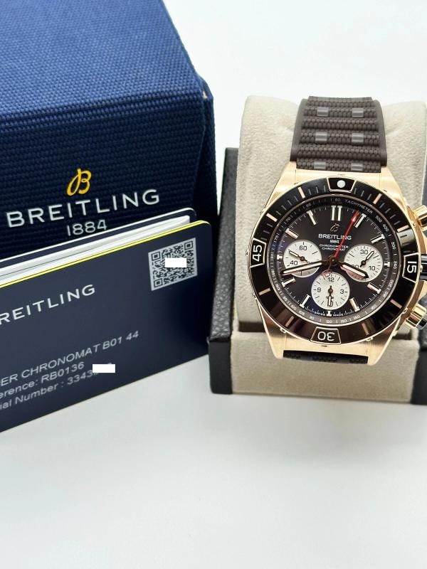 Breitling Super Chronomat B01 44 RB0136 Brown Dial 18K Rose Gold Box Paper 2022 - 2