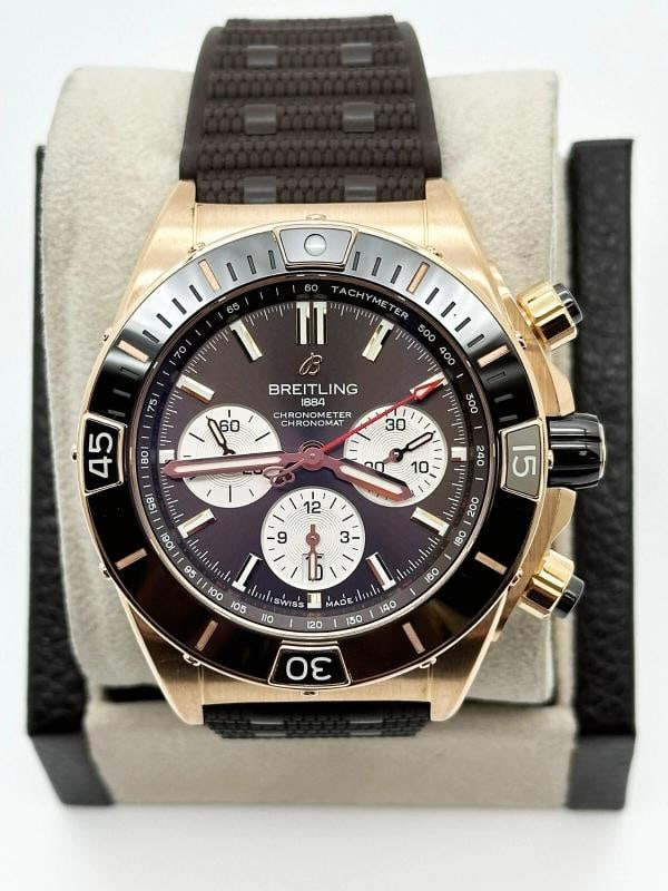 Breitling Super Chronomat B01 44 RB0136 Brown Dial 18K Rose Gold Box Paper 2022 - 3