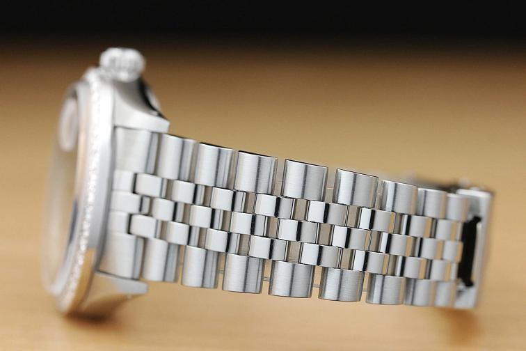 AUTHENTIC MENS ROLEX DATEJUST GRAY DIAMOND 18K WHITE GOLD STAINLESS STEEL WATCH - 5