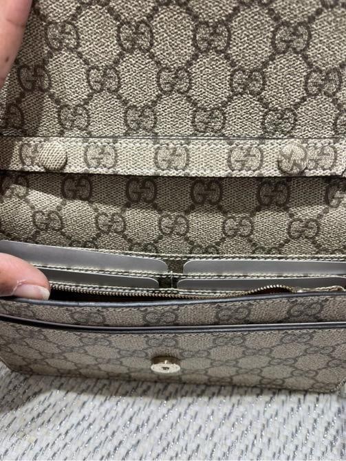 Gucci GG Emblem Wallet on Chain GG Supreme & Camel Brown Leather - 5